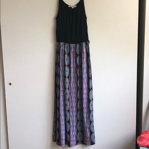 New Pink Rose aztec patterned maxi dress